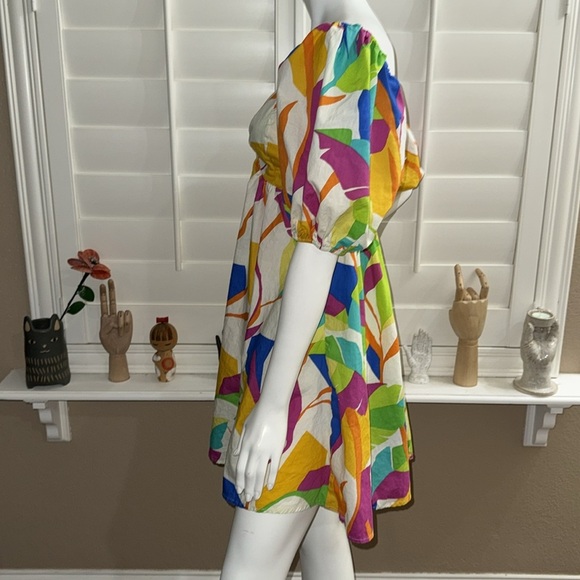 Flying Tomato MEANT FOR YOU WOVEN MINI DRESS Yellow Blue Pink - Picture 6 of 12